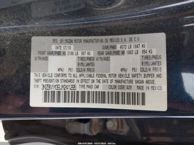 3MZBN1M39JM241295 Mazda Mazda3 Grand Touring