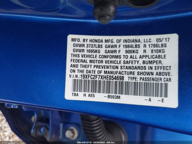 19XFC2F7XHE054698 Honda CIVIC EX