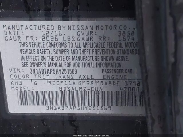 3N1AB7AP5HY251569 Nissan SENTRA SR