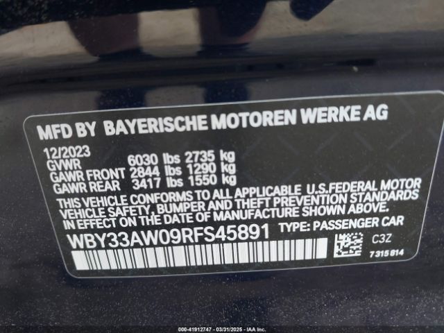 WBY33AW09RFS45891 BMW I4 M50