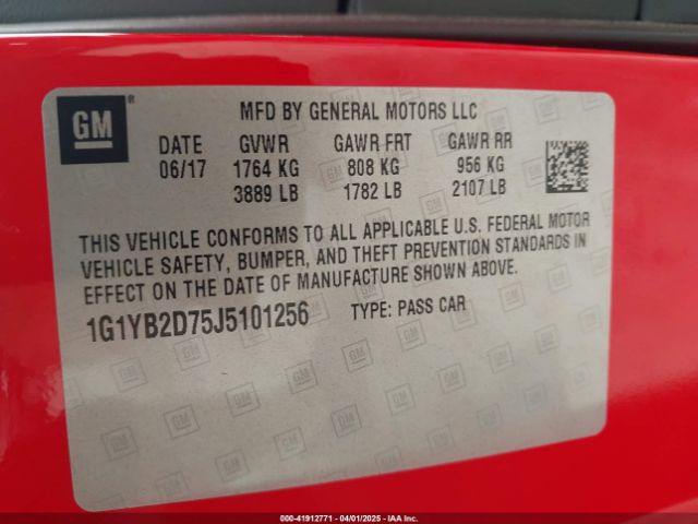 1G1YB2D75J5101256 Chevrolet CORVETTE STINGRAY