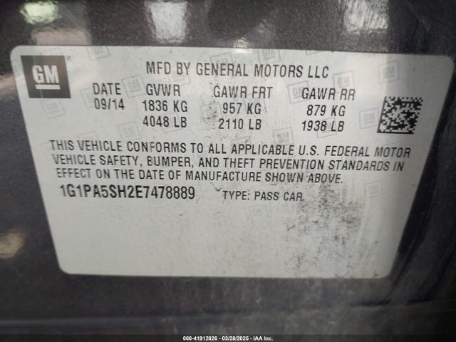 1G1PA5SH2E7478889 Chevrolet Cruze Ls Auto