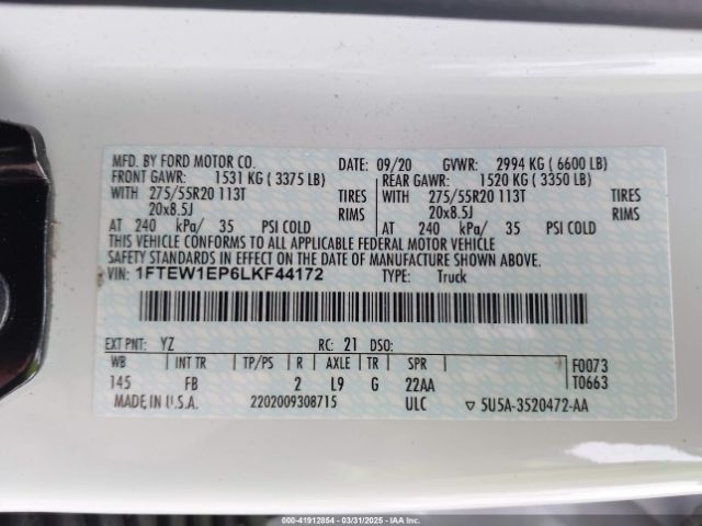 1FTEW1EP6LKF44172 Ford F-150 Xlt