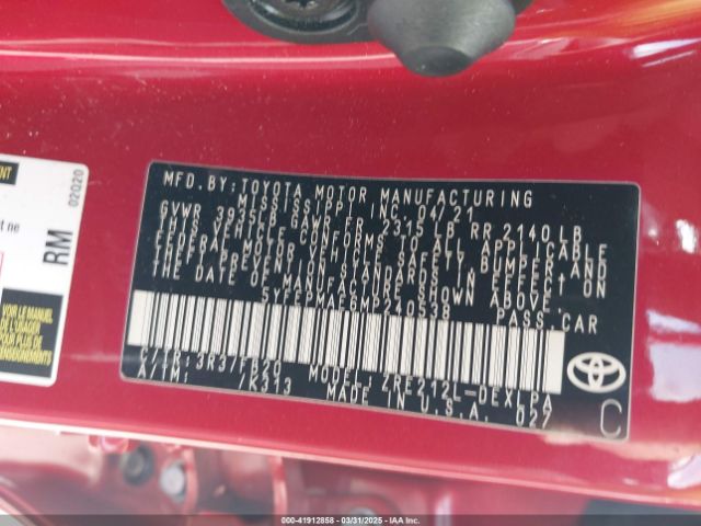5YFEPMAE6MP240538 Toyota COROLLA LE