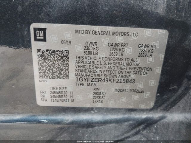 1GYFZER49KF215843 Cadillac XT4 SPORT