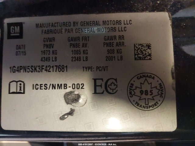 1G4PN5SK3F4217681 Buick Verano