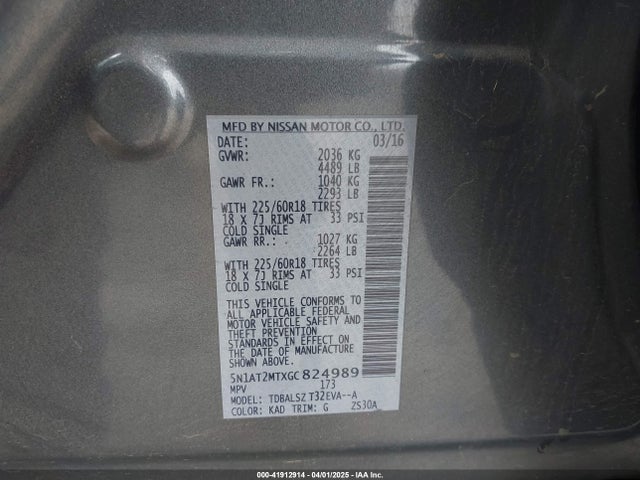 5N1AT2MTXGC824989 Nissan Rogue Sl