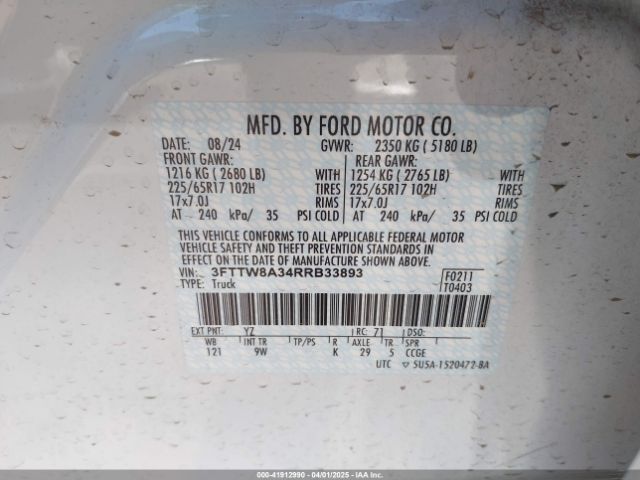 3FTTW8A34RRB33893 Ford 2024