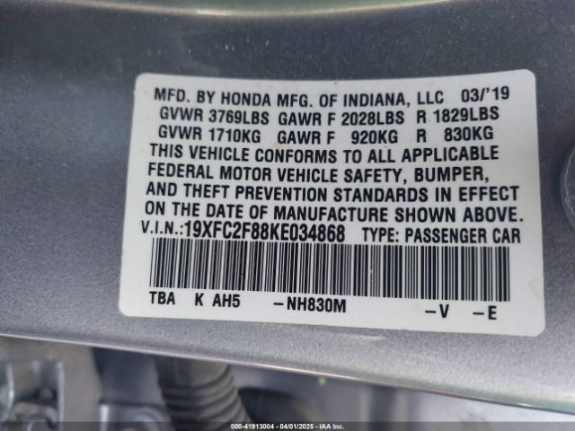 19XFC2F88KE034868 Honda Civic Sport