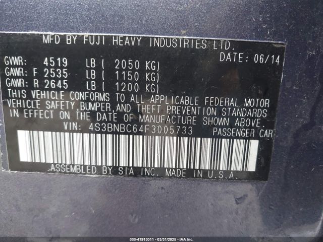 4S3BNBC64F3005733 Subaru Legacy 2.5i Premium