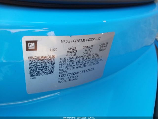 2020 CHEVROLET CORVETTE STINGRAY 1G1Y72D44L5117409 Photo 8