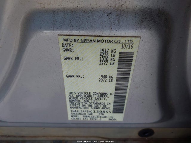 1N4AL3AP3HC139855 Nissan Altima 2.5 S