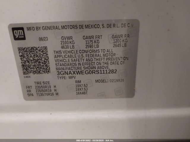 3GNAXWEG0RS111282 Chevrolet Equinox Awd Rs