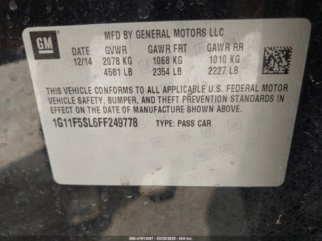 1G11F5SL6FF249778 Chevrolet Malibu 1lz