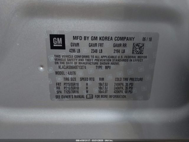 KL4CJASB6KB713274 Buick Encore Fwd Preferred