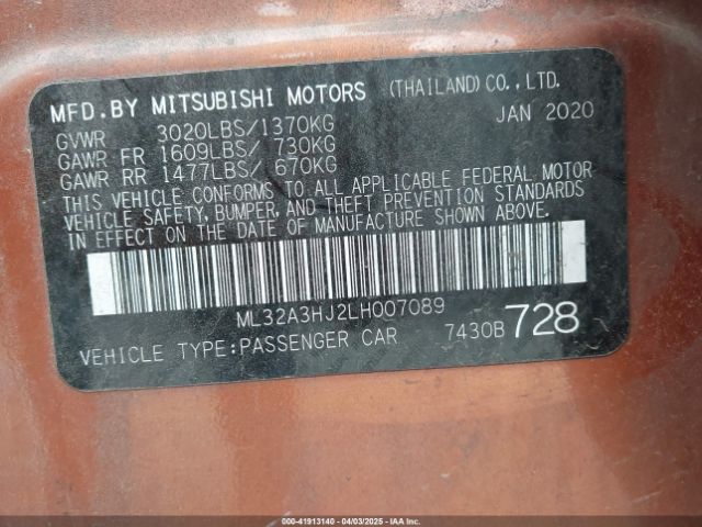 ML32A3HJ2LH007089 Mitsubishi MIRAGE ES