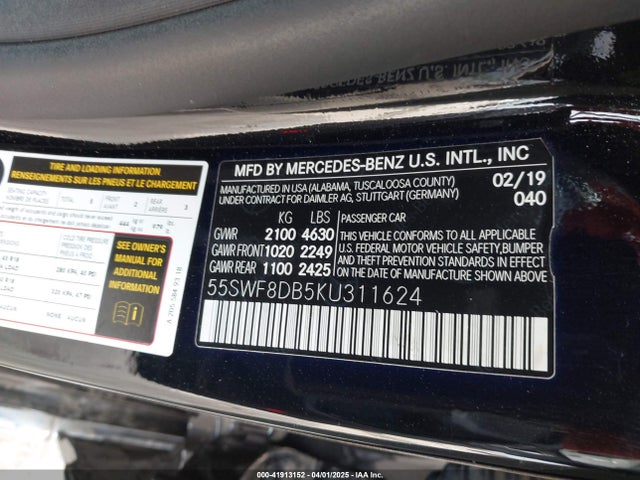 55SWF8DB5KU311624 Mercedes-Benz C 300