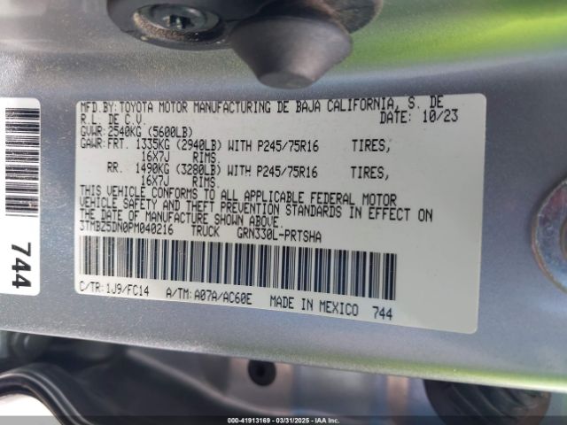 3TMBZ5DN0PM040216 Toyota Tacoma Sr5 V6