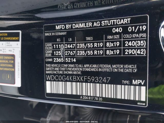 WDC0G4KBXKF593247 Mercedes-Benz Glc 300 4matic