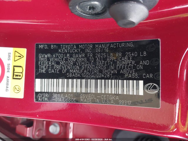 58ABK1GG5GU024281 Lexus ES 350