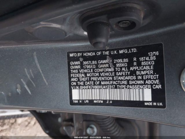 SHHFK7H90HU412317 Honda Civic Sport Touring