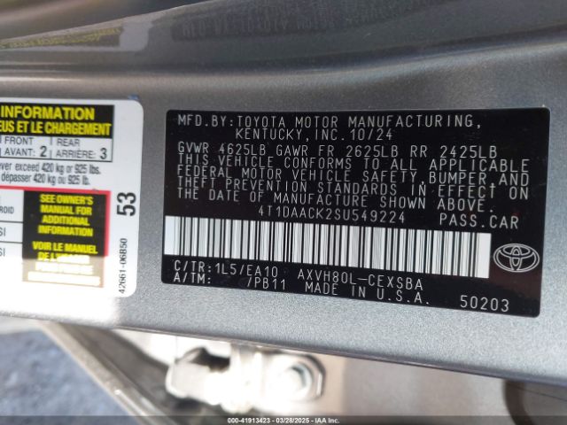 4T1DAACK2SU549224 Toyota CAMRY SE
