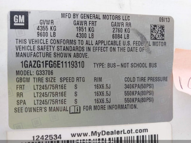 1GAZG1FG6E1119310 Chevrolet Express 3500 Lt