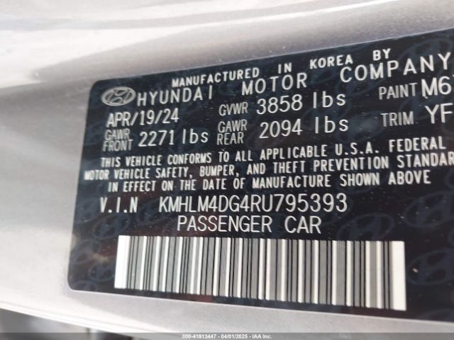 KMHLM4DG4RU795393 Hyundai ELANTRA SEL