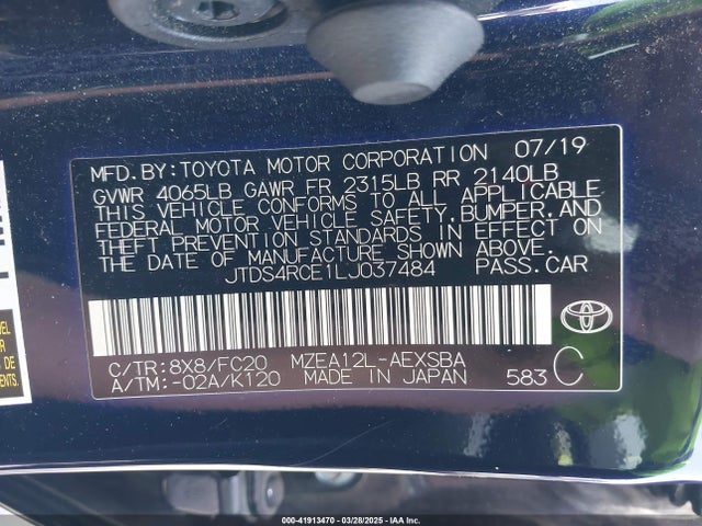 JTDS4RCE1LJ037484 Toyota COROLLA SE