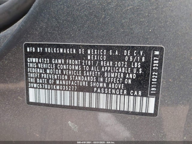 3VWC57BU1KM035277 Volkswagen Jetta 1.4t R-line/1.4t S/1.4t Se