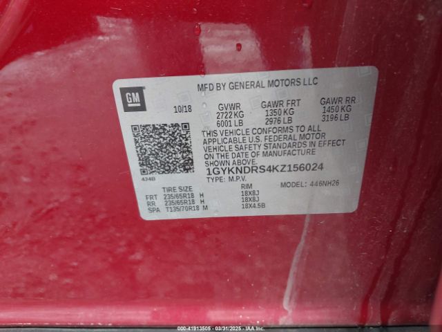 1GYKNDRS4KZ156024 Cadillac XT5 LUXURY