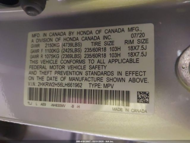 2HKRW2H56LH661962 Honda Cr-v Awd Ex