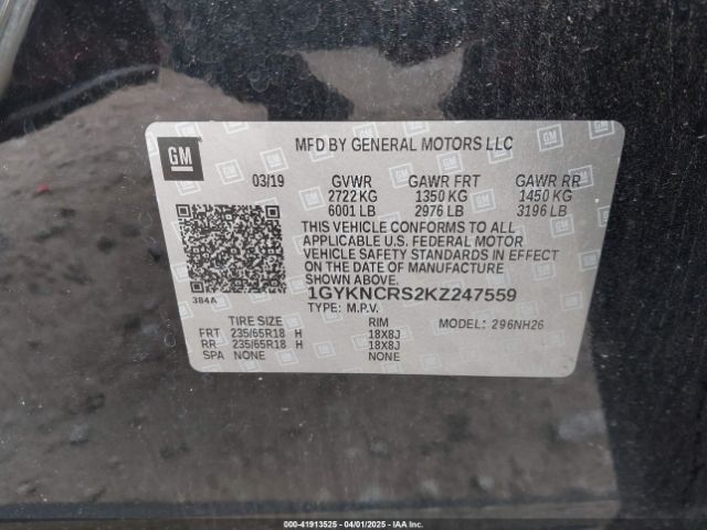 1GYKNCRS2KZ247559 Cadillac XT5 LUXURY