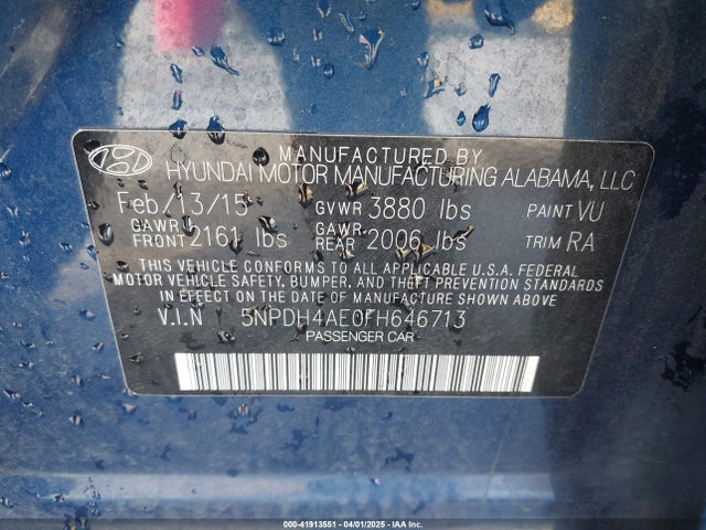 5NPDH4AE0FH646713 Hyundai ELANTRA SE