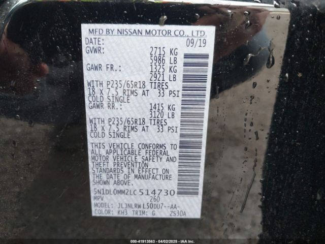 5N1DL0MM2LC514730 Infiniti Qx60 Luxe Awd