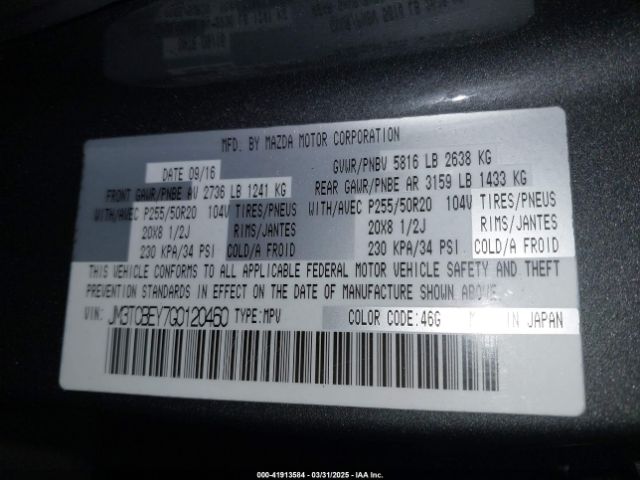 JM3TCBEY7G0120460 Mazda Cx-9 Signature