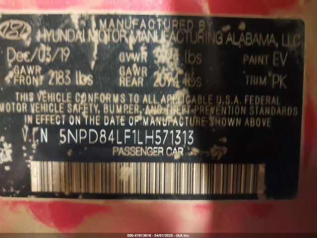 5NPD84LF1LH571313 Hyundai ELANTRA SEL