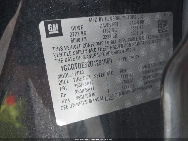 1GCGTDE32G1251669 Chevrolet Colorado Z71