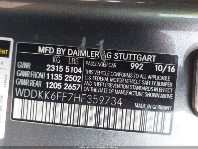 WDDKK6FF7HF359734 Mercedes-Benz E 400