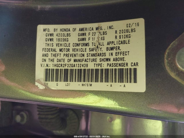 1HGCR2F32GA132439 Honda ACCORD LX
