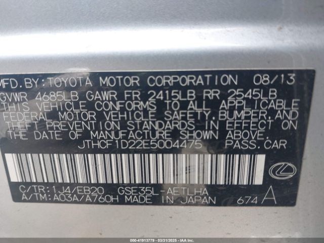 JTHCF1D22E5004475 Lexus IS 250