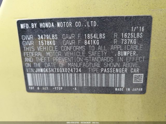 JHMGK5H7XGX024734 Honda FIT EX