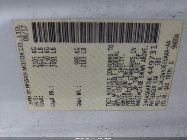 1N4AA6AP2HC449731 Nissan Maxima 3.5 S