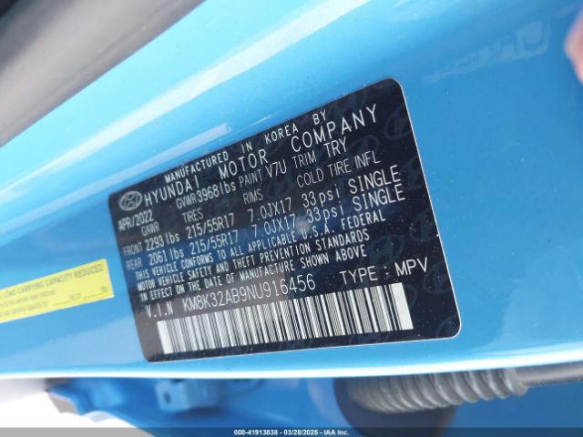 KM8K32AB9NU916456 Hyundai Kona Sel