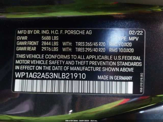WP1AG2A53NLB21910 Porsche MACAN S