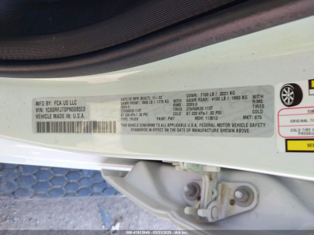 1C6SRFJT0PN508550 RAM 1500 Laramie  4x4 5'7 Box