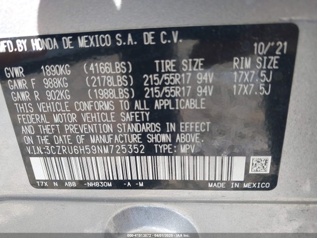 3CZRU6H59NM725352 Honda r18z9