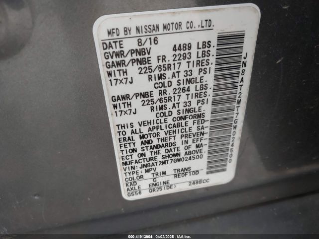 JN8AT2MT7GW024500 Nissan ROGUE S