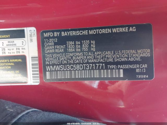 2013 MINI HARDTOP WMWSU3C58DT371771 Photo 8