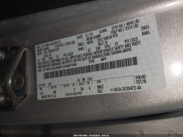 1FMCU9J92FUA60166 Ford Escape Titanium